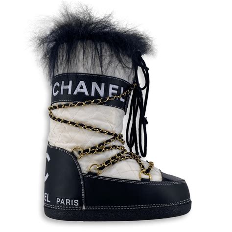 chanel snow boots black and white|chanel winter boots 2022.